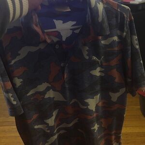 Puma Camouflage Polo Shirt - Blue, Orange, Gray